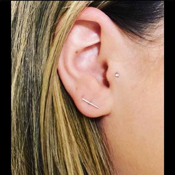 Sterling silver T bar earrings - Picture 2 of 6